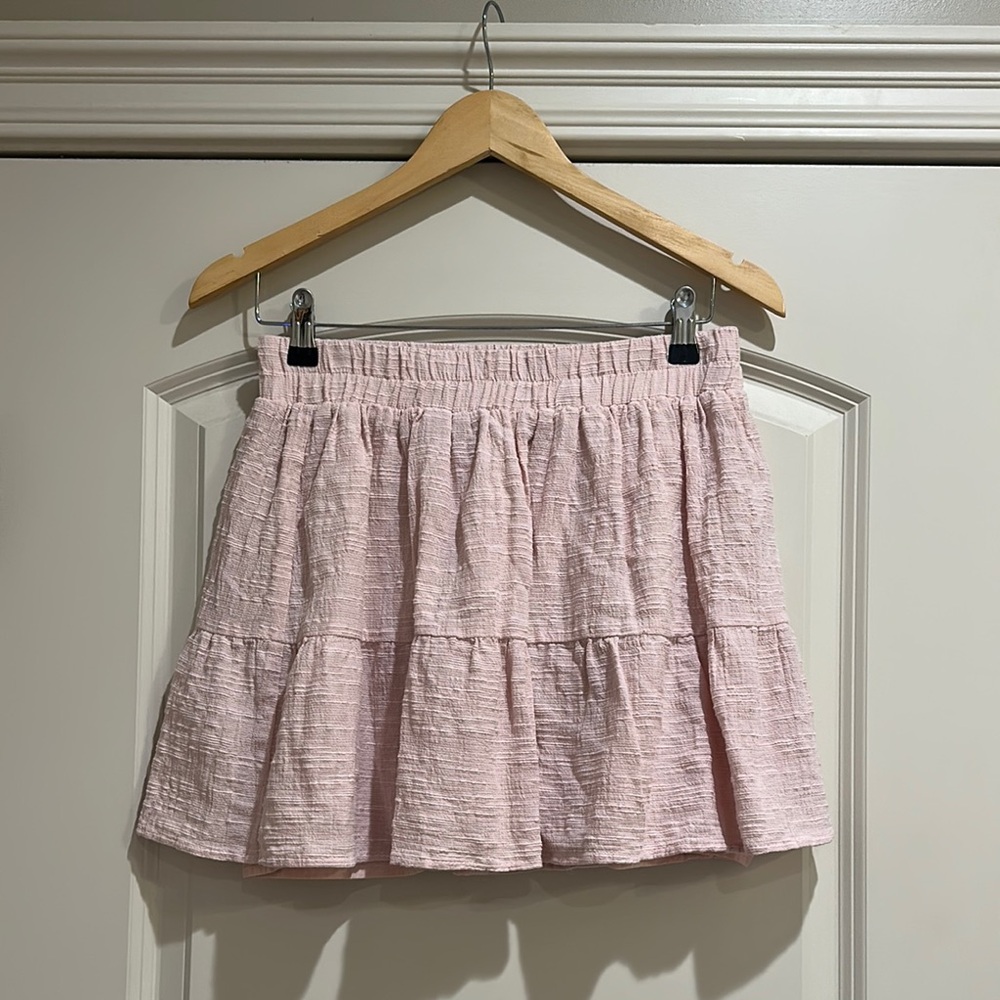 Lush Light Pink Tiered Mini Skirt